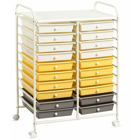 20 Drawers Storage Trolley Mobile Rolling Utility Cart Home Office Organizer