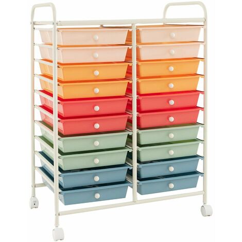 20 Drawers Storage Trolley Mobile Rolling Utility Cart Home Office Organizer