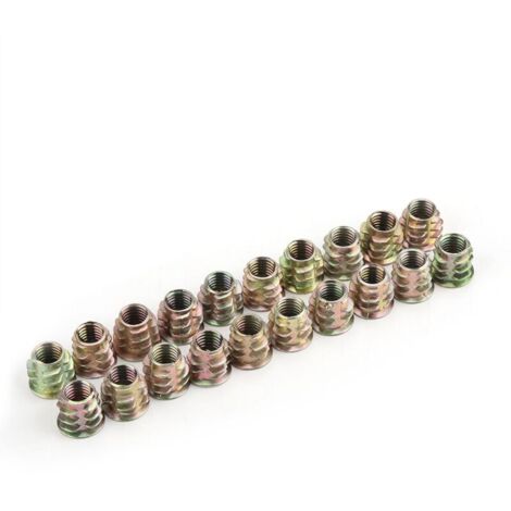 20 écrous à tête hexagonale M8 15 mm en alliage de zinc pour meubles, filetés pour inserts en bois