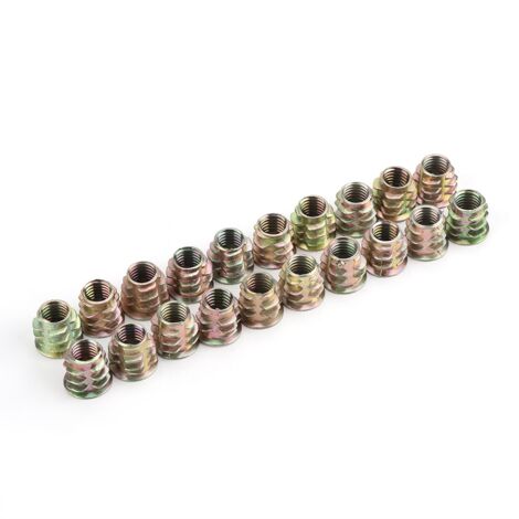20 écrous à tête hexagonale M8 en alliage de zinc de 13 mm, filetés pour inserts en bois