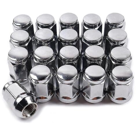 20 écrous de roue 14 x 1,5 - Écrou de roue de 19 mm de hauteur, 35 mm, hexagone chromé, pour Chevrolet 1999-2021-FM-