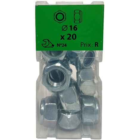 20 écrous freins Ø 16mm zingué - Viswood