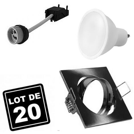 20 Einbaustrahlers 5W Warmweiß quadratisch einbaubar schwenkbar Alu gebürstet GU10 LED 2700k