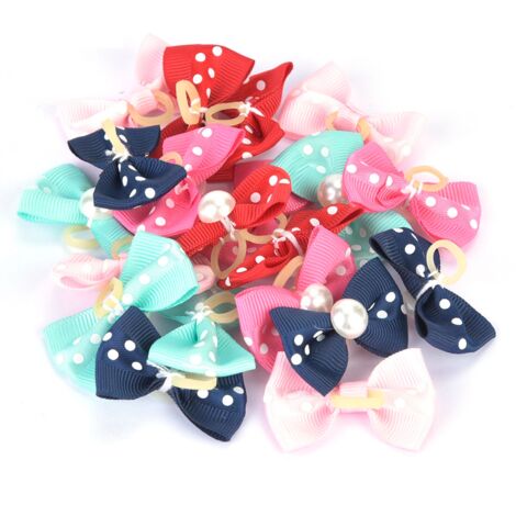 20 elastische Stirnbänder mit Knoten für Hunde, Pflegeaccessoires für Welpen und Teddybären, verschiedene Farben