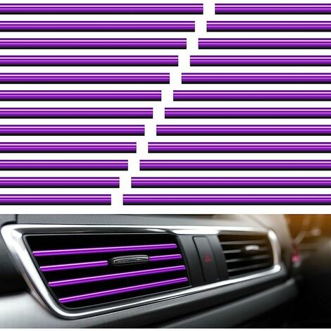 20 embellecedores de salida de ventilación de aire para coche, embellecedor de salida de ventilación de aire acondicionado de coche cromado de PVC, tira decorativa (púrpura)