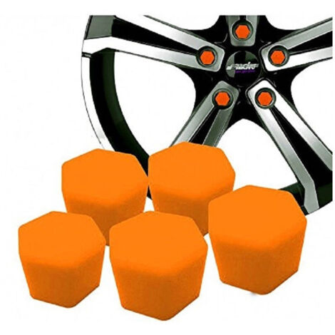 20 Enjoliveurs De Roue Universels En Silicone Orange Fluorescent
