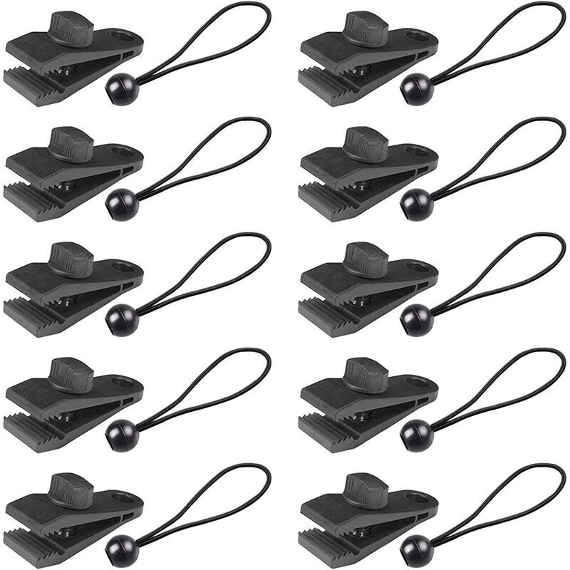 Alovez - 20 Ensembles de Kits de Clips de bâche, Clip de Verrouillage Robuste, Clip de Tente avec élastique sphérique, Couverture en Toile, auvent,