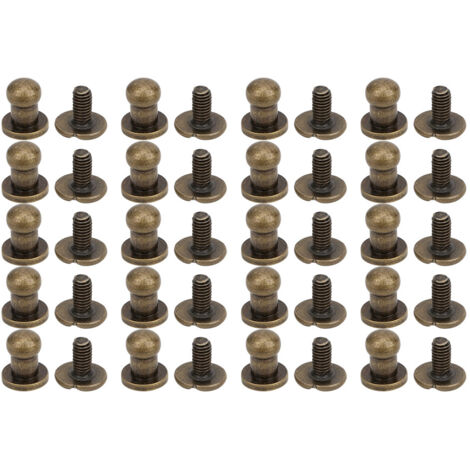 20 Ensembles de Rivets Clous Vis à Tête Ronde en Cuivre pour Bracelet Sac Vêtements Chaussures Ceinture Décoration Bronze