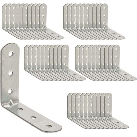 20 Équerre De Fixation, Acier Galvanisé, 40x40x16mm, Trou 4mm, Pour Étagère Et Meuble