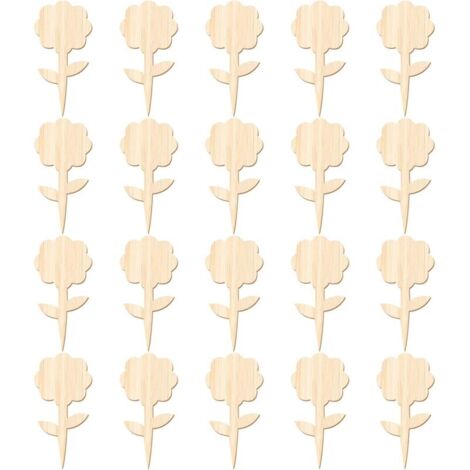 20 etichette per piante di bambù, etichette per marcatori di piante da giardino, etichette per piante di bambù a forma di fiore