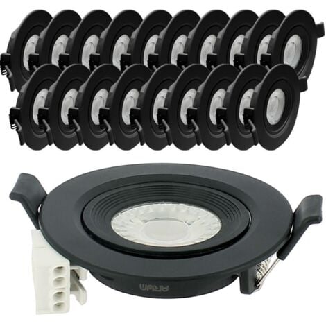 20 Faretti LED da Incasso Neri Asturia Orientabili 7W Eq. 75 W  Température de Couleur: Bianco caldo 3000K