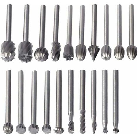 20 fraises rotatives HSS - Tige 3mm - Pour Dremel - Accessoires routing bois - Outil multifonction