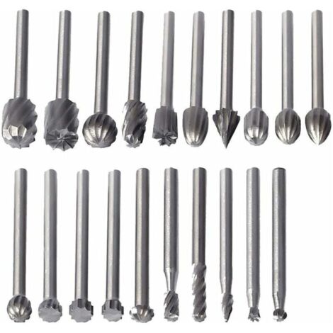 20 fraises rotatives HSS - Tige 3mm - Pour Dremel - Accessoires routing bois - Outil multifonction