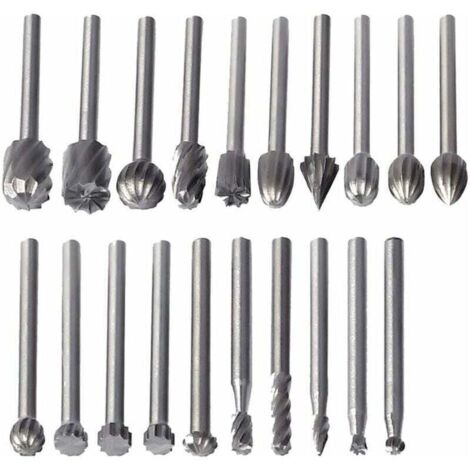 20 fraises rotatives HSS - Tige 3mm - Pour Dremel - Accessoires routing bois - Outil multifonction