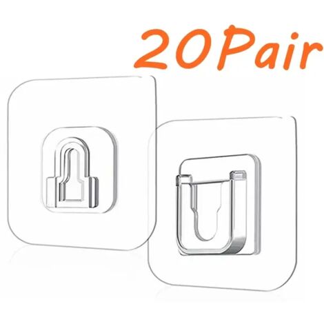 20 ganchos de pared adhesivos de doble cara, resistentes y transparentes, con ventosa, para cocina y baño.