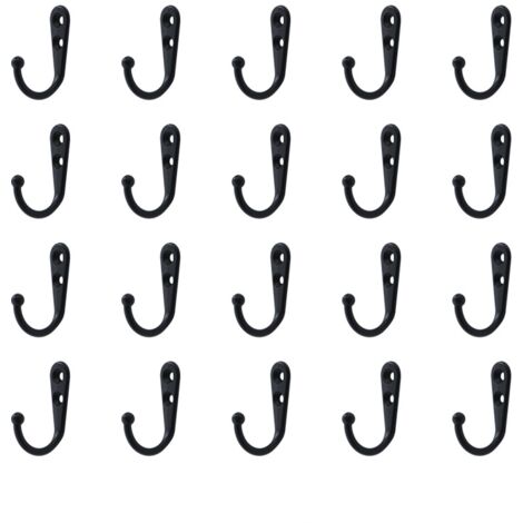 20 ganchos de pared, perchero de pared con tornillos, perchero vintage para dormitorio, baño, negro