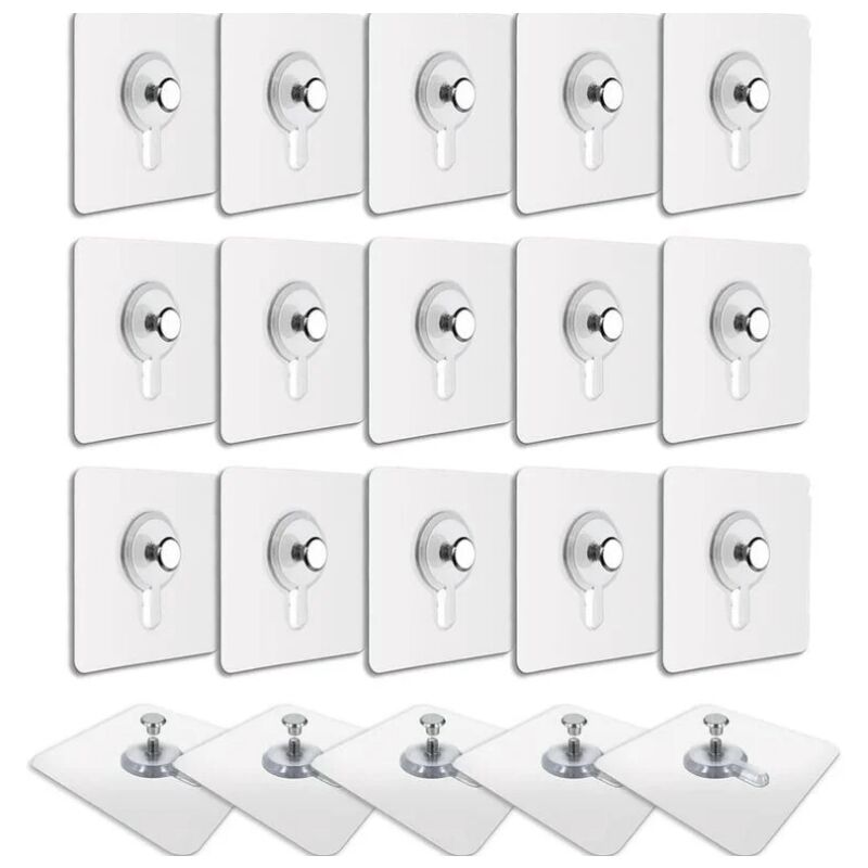 20 ganchos para cuadros sin taladrar, fijación sin taladrar, gancho para marco sin taladrar, adhesivo impermeable y extraíble, adhesivo transparente.