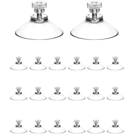 20 ganci a ventosa per viti in vetro, diametro ventosa 41 mm, materiale PVC, ventosa trasparente, con dado di collegamento, filettatura M4.
