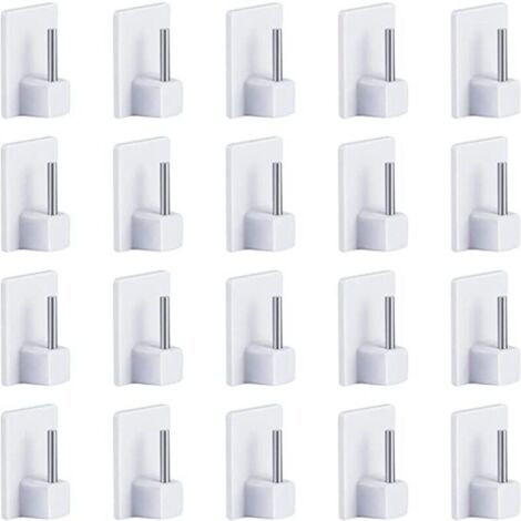 20 Ganci Per Tende Autoadesivi Extra Forti: Adesivi Per Aste, Appendiabiti, Bianco, Per Bagno E Cucina