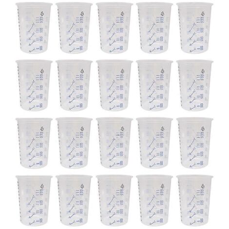 20 gobelets de mélange de peinture jetables en plastique pour résine époxy 600 ml