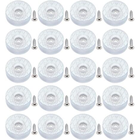 20 grands patins de protection de sol en silicone de 30 mm, silencieux et antidérapants, avec vis, pour pieds de canapé, table et bureau. Patins de sol ronds en caoutchouc à visser.
