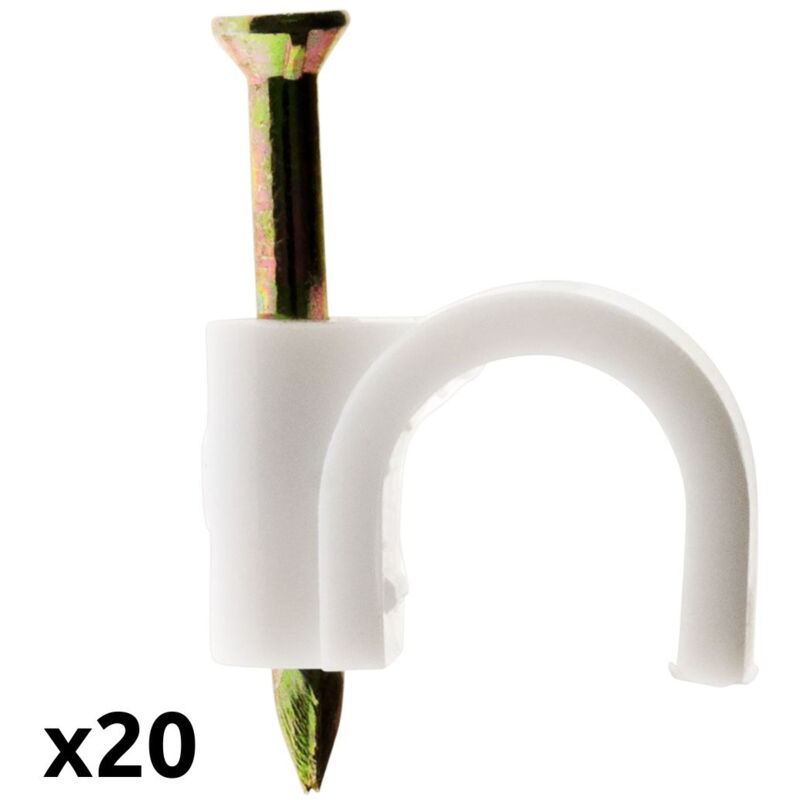 

20 grapas para cables Ø5mm blanco - Zenitech