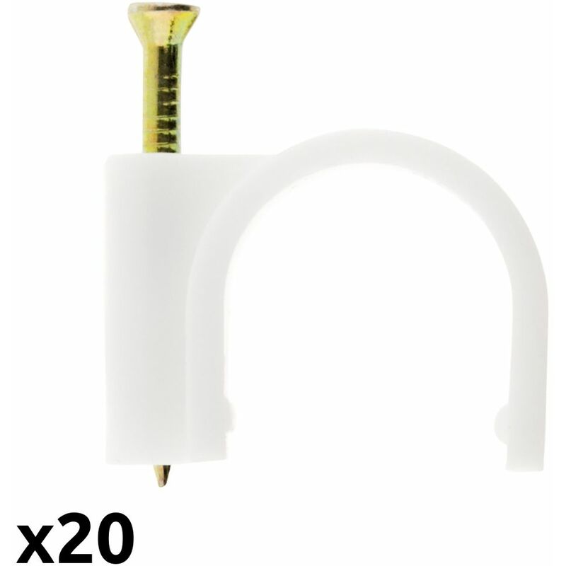 

20 grapas para cables Ø6mm blanco - Zenitech
