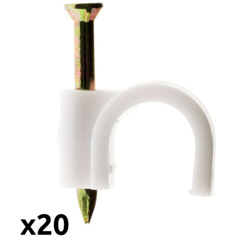 20 grapas para cables Ø7mm blanco (TV) - Zenitech