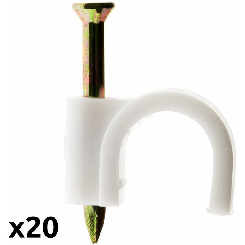 

20 grapas para cables Ø8mm blanco - Zenitech