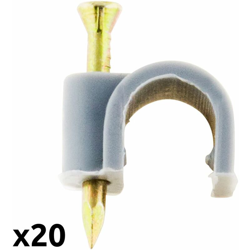 

20 grapas para cables Ø8mm gris - Zenitech