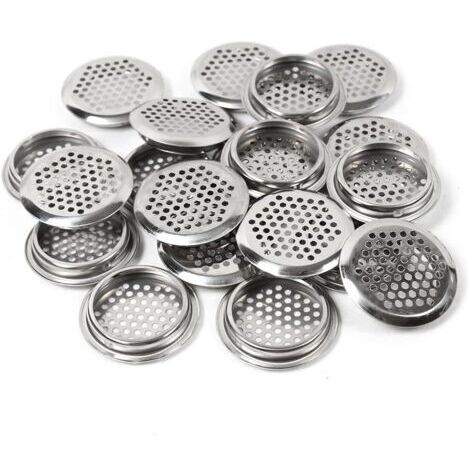 20 griglie di ventilazione rotonde, rete di ventilazione, griglie di ventilazione in acciaio inox, fori di ventilazione