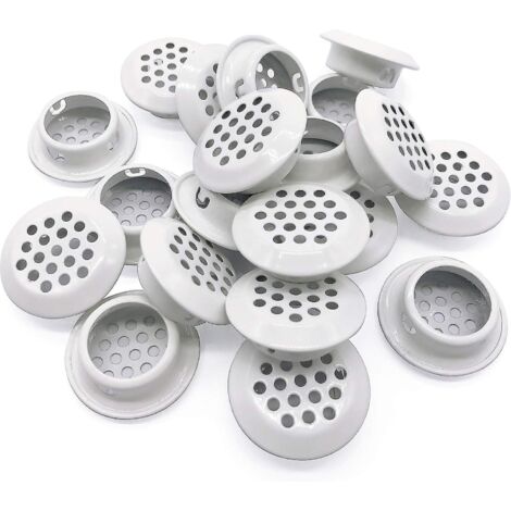 20 grilles d'aération, grilles d'aération rondes de 25 mm pour soffite, persiennes rondes en acier inoxydable (blanches)