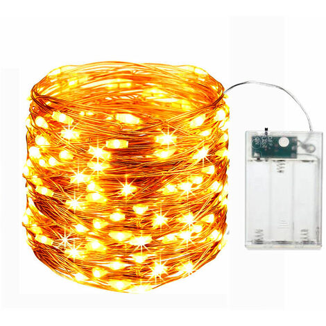 20 Guirlande LED Lumineuse à Pile Mini Guirlande LED 2M Intérieur et Extérieur Décoration Lumière pour Chambre Noël Mariage Soirée Maison Jardin, Orange [Classe énergétique A+]