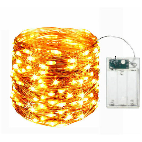 20 Guirlande LED Lumineuse à Pile Mini Guirlande LED 2M Intérieur et Extérieur Décoration Lumière pour Chambre Noël Mariage Soirée Maison Jardin, Orange [Classe énergétique A+]