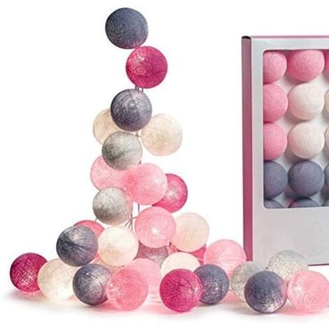 20 guirlandes lumineuses à LED, boule de coton à piles allume la décoration de lumière de nuit de pépinière de Nol sur le thème de la fête LED
