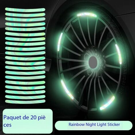 20 gut sichtbare reflektierende Aufkleber für Felgen von Autos, Motorrädern, Fahrrädern und Lkw (leuchtende Farben) – Reflektierender Sicherheitsstreifen für die Nacht