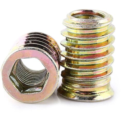 20 inserts filetés hexagonaux M8 pour bois, kit de montage meuble, inserts à visser M8x25mm pour assemblage