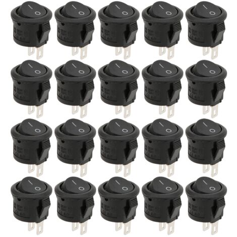 20 interrupteurs à bascule ronds, petits, à 2 broches et 2 positions, KCD11, éléments de commande industriels