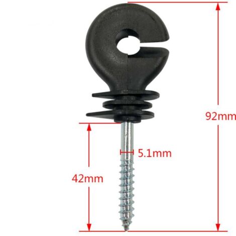 20 isolatori a vite, isolatori ad anello, isolatori a vite per recinzioni elettriche, per pali in legno (neri)