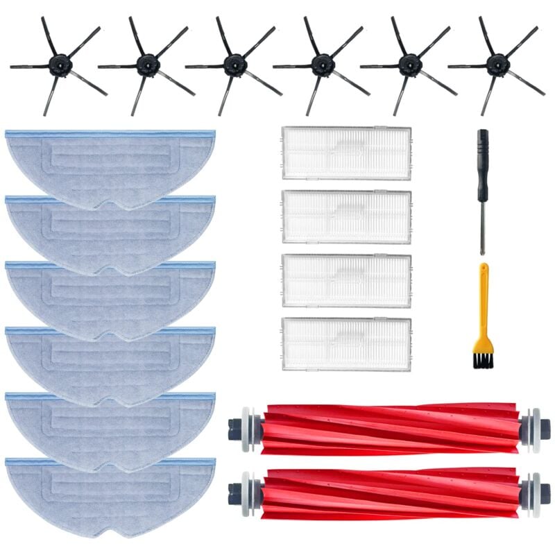 Aougo - 20 Kit Accessoires Pièces de Rechange pour Xiaomi Roborock S7 S7+ S7 Plus S7 MaxV Plus Ultra T7 T7S T7 Plus T7S Plus, 2 brosses principales,