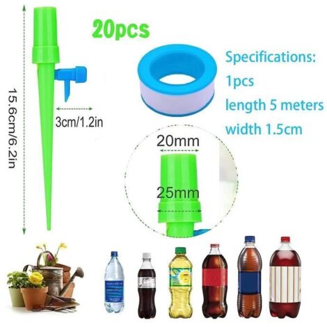 20 Kit Irrigation Goutte à Goutte Kit,Dispositif d'arrosage Automatique Réglable,Irrigation Goutte à Goutte Bouteille D'arrosage