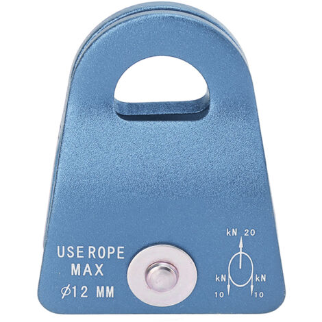 20 kN Umlenkrolle aus Aluminium-Magnesium-Legierung, Einzelrolle für Bergsteigen und Skifahren (blau)