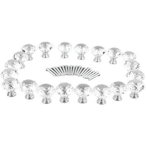 20 kristallklare Schubladengriffe aus Aluminiumlegierung, runde Griffe für Küche, Schrank, Badezimmer und Kommode