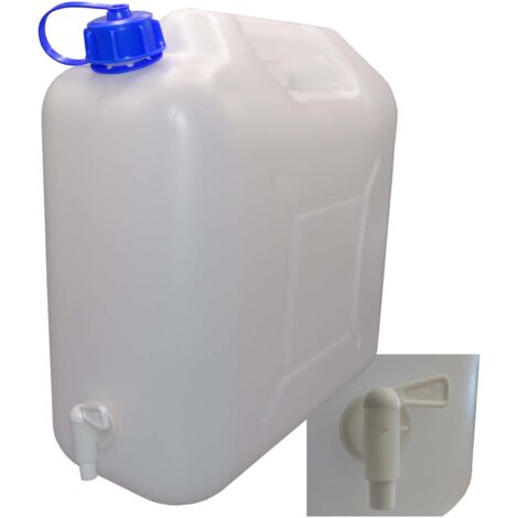 20 L Kanister mit Deckel, Zapfhahn und Ausgießer, natur Trinkwasser