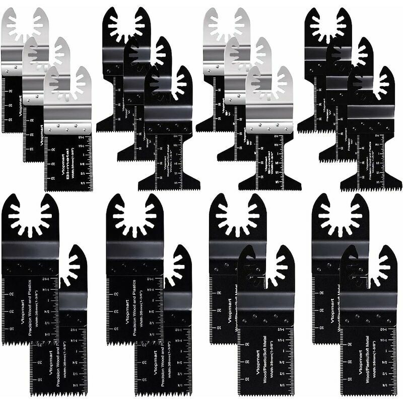 20 lames de scie multi-outils oscillantes en métal et bois compatibles avec le câble Fein Multimaster Porter Black & Decker Bosch Craftsman Ridgid