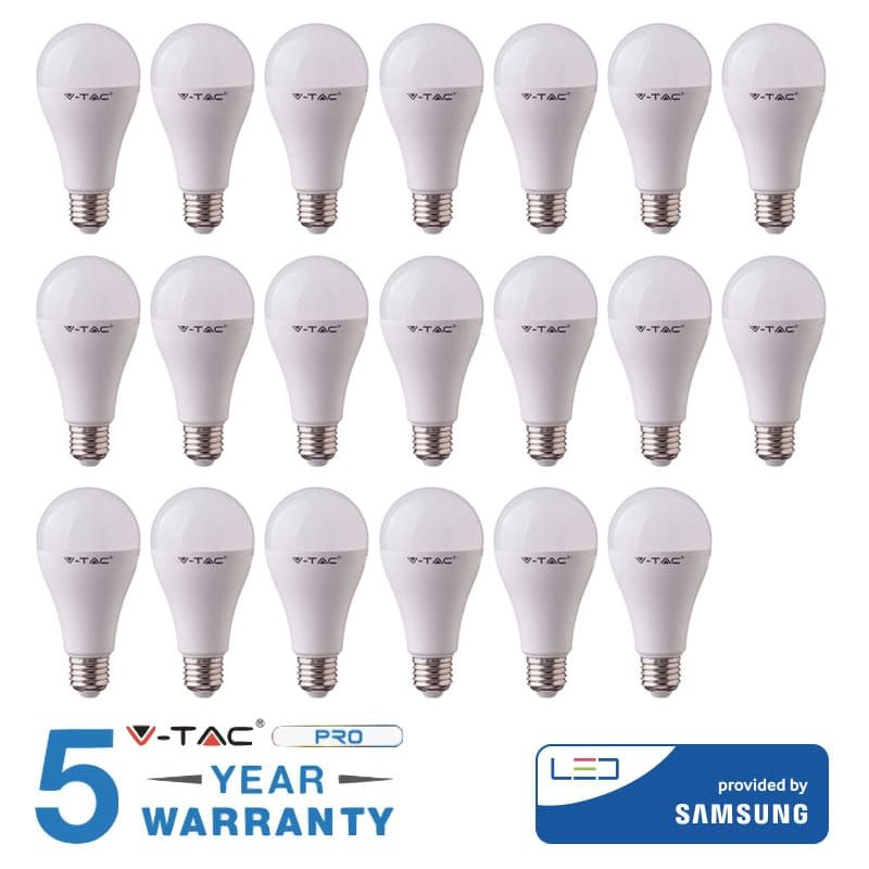 Image of 20 lampadine led 17W E27 V-tac lampadina samsung luce calda