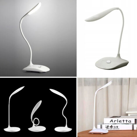 20 Lampe De Bureau Blanche à Diodes électroluminescentes (led), Réglable, Flexible Et Ergonomique