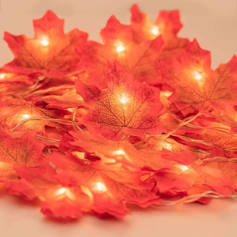 

20 LED de Otoño Artificial Arce Hojas de Alambre de Cuerda Luces de Caída Guirnalda Operado por Batería Decoración para Navidad Halloween Fiesta de