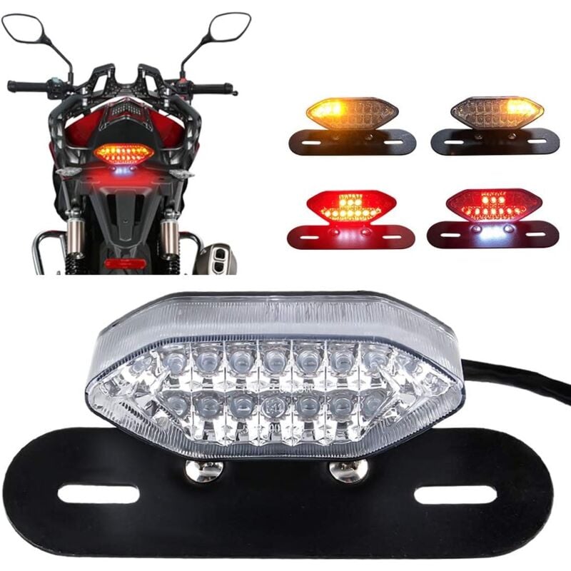 Ersandy - 20 led Feu arrière de Moto Intégré Moto Feu de Frein à LED&Clignotant Moto led Feux de Conduite à led Moto Avec un Cadre en fer de