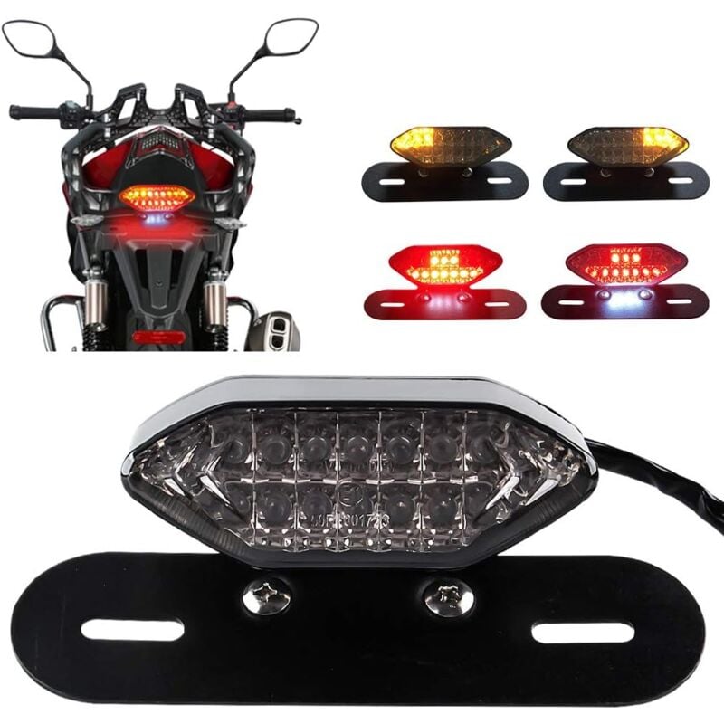Ersandy - 20 led Feu arrière de Moto Intégré Moto Feu de Frein à LED&Clignotant Moto led Feux de Conduite à led Moto Avec un Cadre en fer de